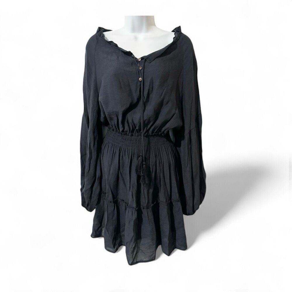 Wishlist Boho Solid Navy Long Sleeve Mini Dress Women's Small